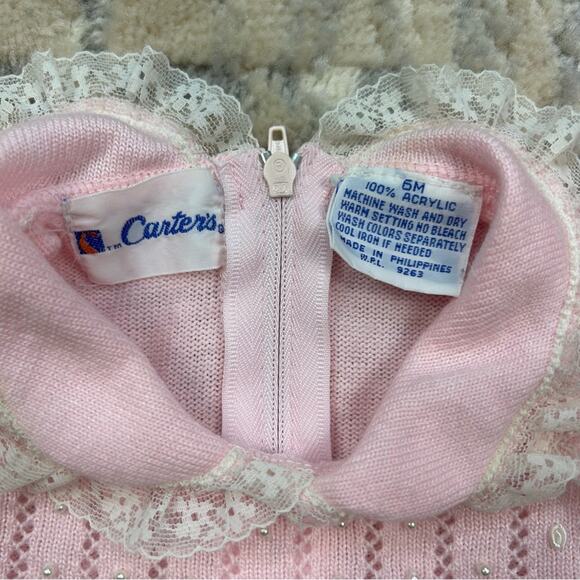 Vintage Carter’s Baby Pink Soft Acrylic Footed Layette Outfit 6 months - Picture 6 of 6